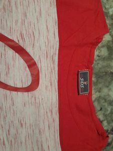 &#34;Paris&#34; Printed Pink &amp; Off White T-shirt, Size - S