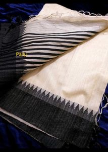 SOLID CREAM WHITE SILK SAREE FOR WOMEN