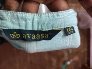 xxl silver zari print sky blue kurta