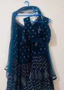 Gorgeous Teal Embellished Lehenga Set