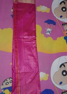 Pink Silk Saree with Gold Border