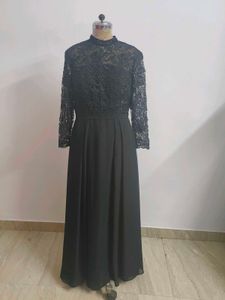 Black Lace Chiffon Gown