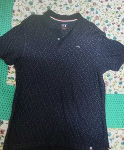 Patterned Navy Blue Polo Shirt