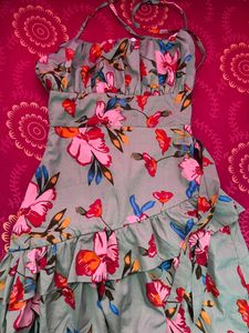 Floral Halter Mini Dress (Size S)