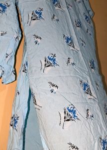 Sky Blue Floral Printed Kurti