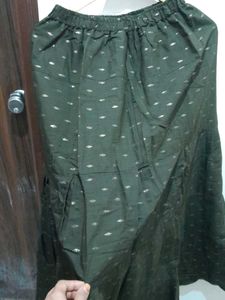 Dark Olive Green Elegant Ethnic Skirt