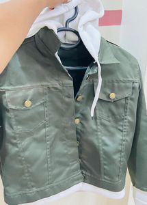 Forest Green Denim With White Hoodie