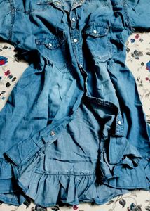 Levi&#39;s Denim Ruffle Mini Dress