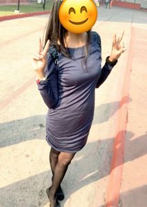 Full Sleeves Elegant Blueish Grey Dress