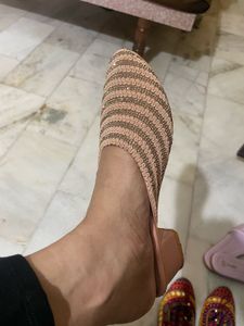 Peach-Gold Ballerina Flats