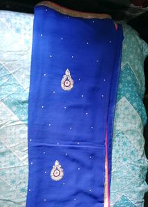 Elegant Blue Saree with Embellishments