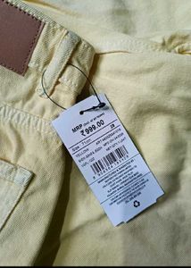 lemon Yellow Wide Leg Denim Jeans