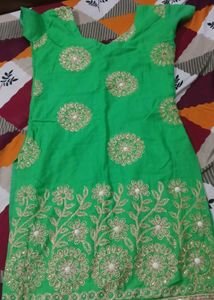 Green Embellished Suit With Heavy  Dupatta