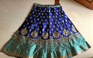 Blue &amp; Gold Embroidered Lehenga.