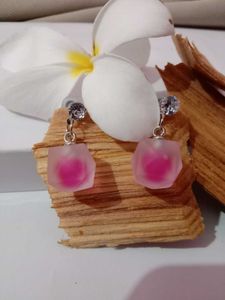 Frosted Blush: Pink Dangle Earrings