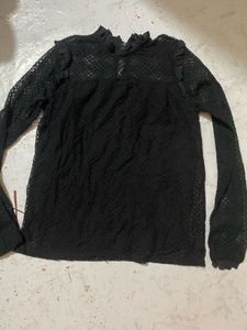 Black Lace Long Sleeve Top