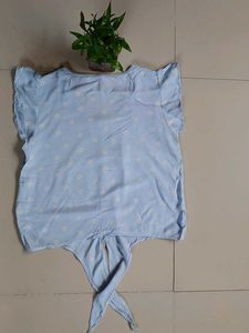 Blue Floral Tie-Up Top