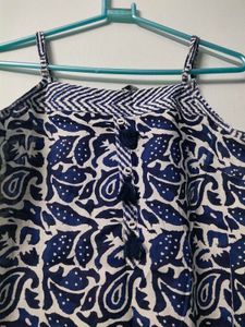 Blue &amp; White Printed Dress