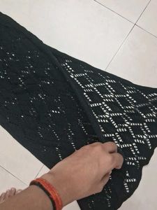 Elegant Black Crochet Maxi Dress