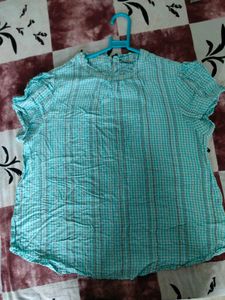 White And Blue Checkered Top