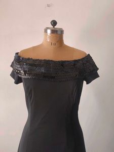 Black Sequin Off-Shoulder Gown