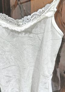 Coquette White Lace Trimmed Spaghetti Top