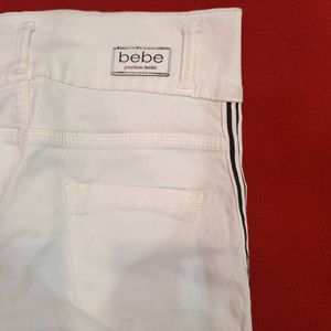White Jeans with Striped Detail