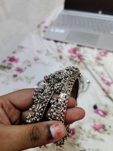 Silver Jhumka Bangles-2pc