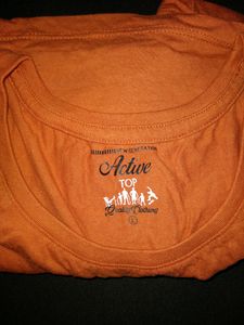 Active Women's Orange Printed Round Neck Pure Cotton T-shirt