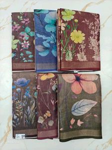 Floral Linen Silk Sarees