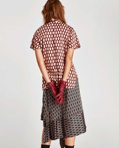 Zara Patterned Tie Neck Top