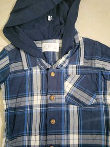 Boy Blue Shirt With Hoodie