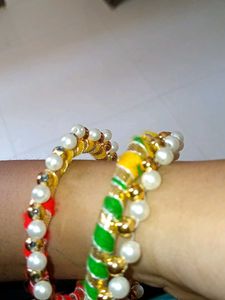 Beautiful Multicolour Pearl Bangle (Set Of 2)