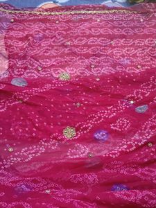 Pink Bandhej saree new