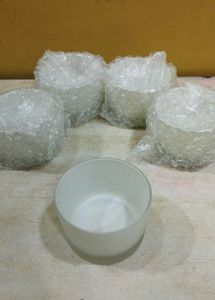 Big Size White Glass Candle Holder