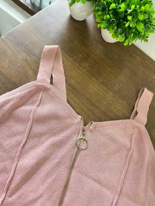 Pink Zipper Crop Top