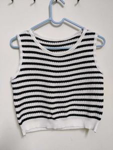 White And Black Striped Tank top