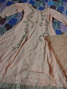 Hand Work Gown With Dupatta And Trouser