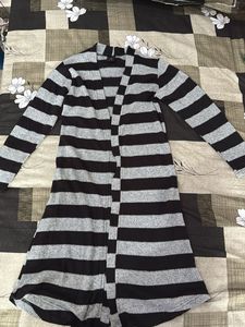 Striped Open Front Cardigan