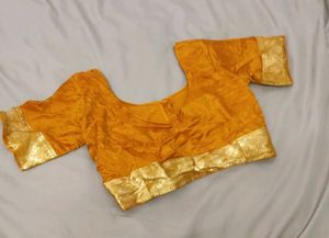 Orange Blouse Short Sleeves With Golden Border🧡💛