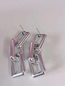 Silver Color Chain Drop Earrings