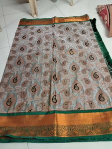 Gray with green silk Saree