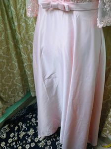 Elegant Pink Lace Sleeve Gown
