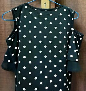 Polka Dot Cold Shoulder Top