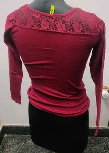 Maroon Lace Top - Long Sleeve