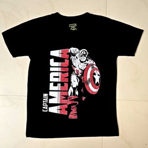 Kids Round Neck T-shirt Captain America Cartoon