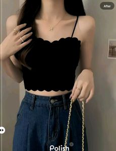 New With Tag Zara Ribbed Korean Black Crop Top