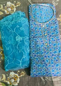 Blue Floral Kurta Set