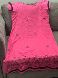 Pink Embroidered Kurta