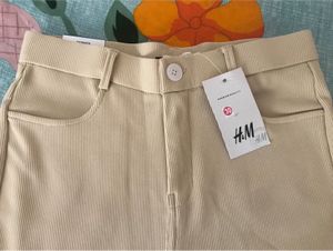 H&amp;M Beige Corduroy Cargo Pants